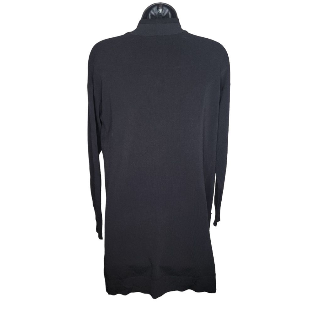 Whbm Pocket-Detail Black Open Front Midi Coverup … - image 4